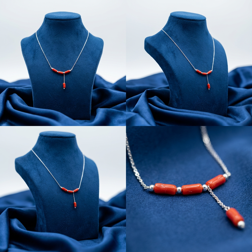 Collier CARMINA en corail naturel et argent S925