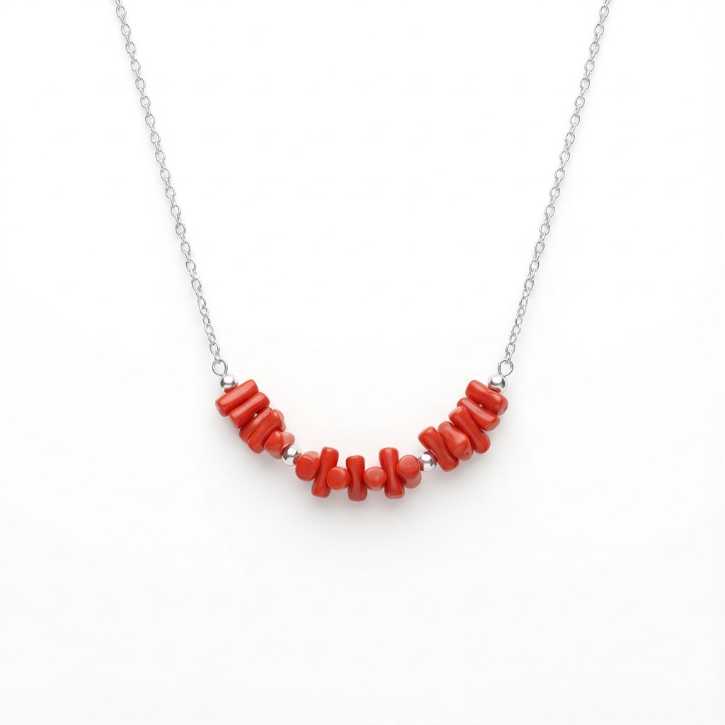 Collier CINNABAR en corail naturel et argent S925