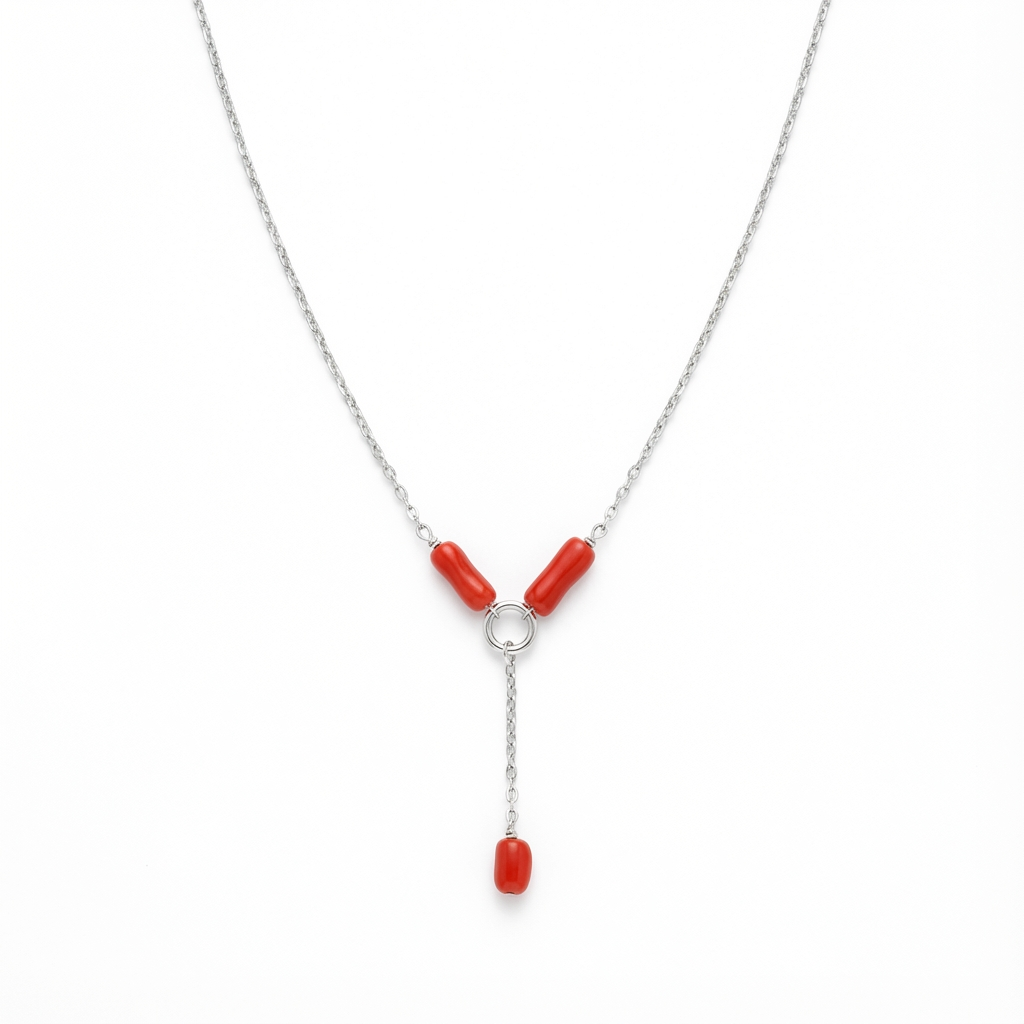 Collier GARNET en corail naturel et argent S925