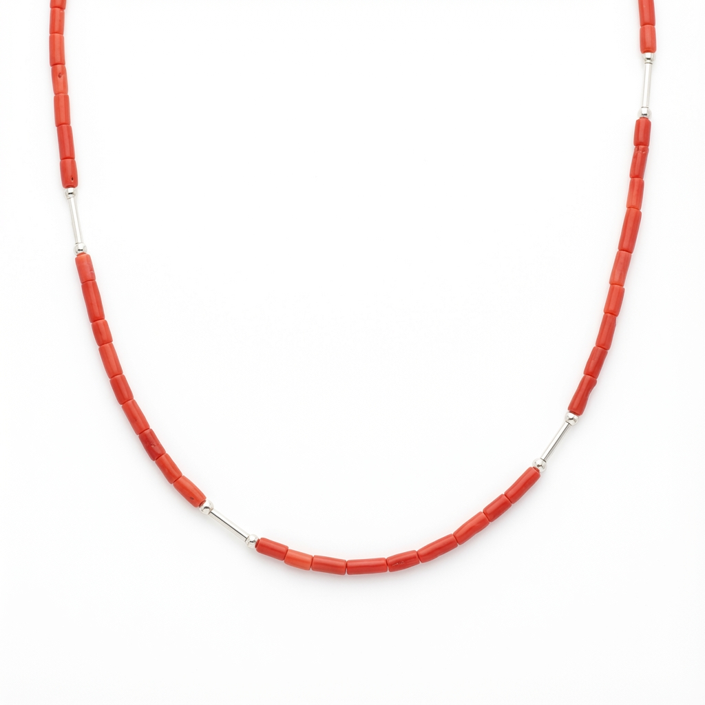 Collier MAREA en corail naturel et argent S925