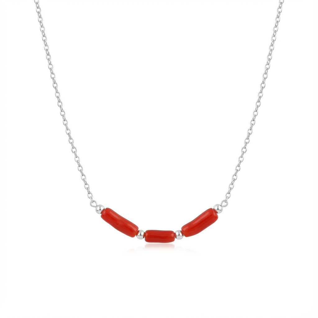 Collier TAMRIT en corail naturel et argent S925