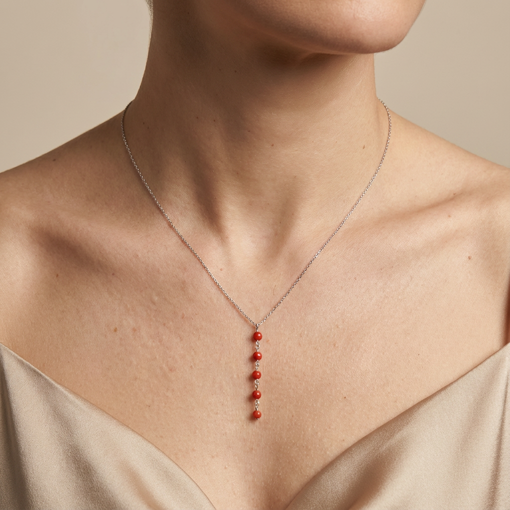 Collier AGATE en corail naturel et argent S925