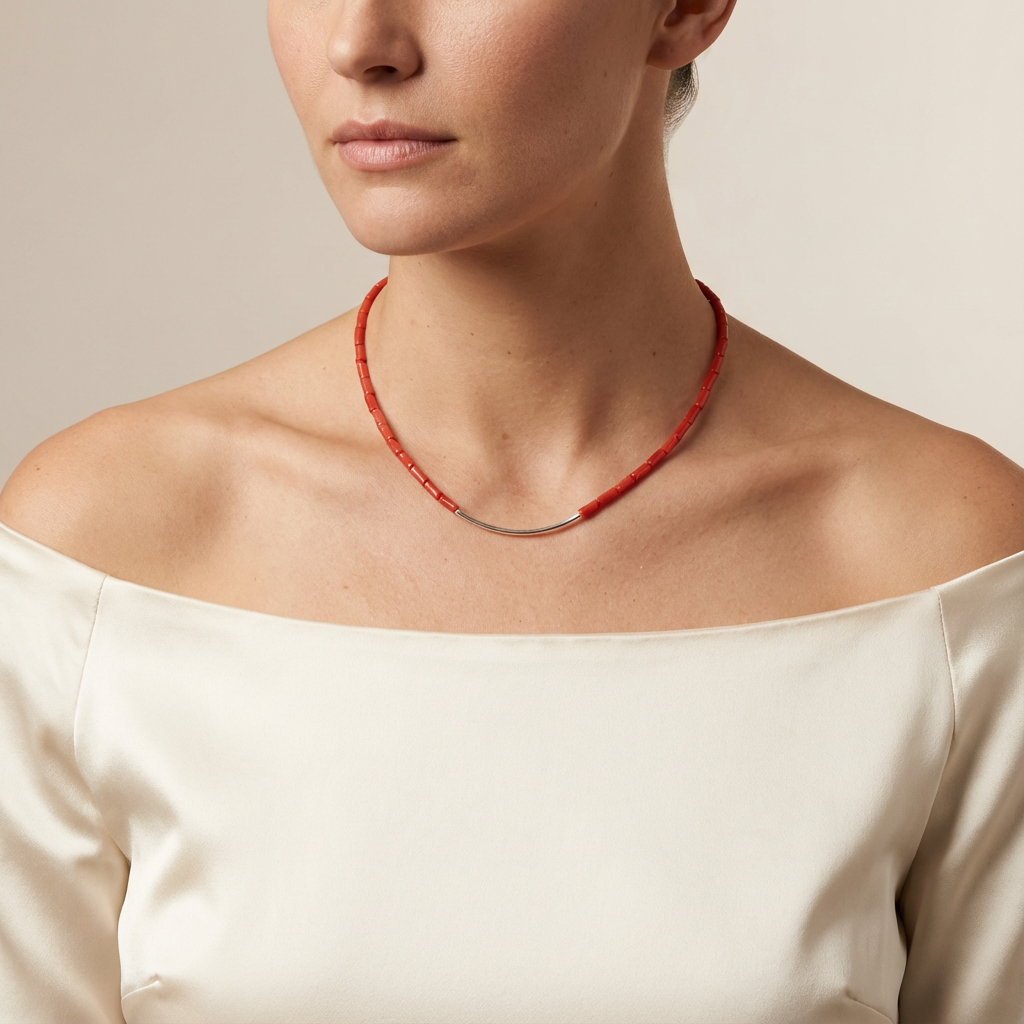 Collier SCARLET en corail naturel et argent S925