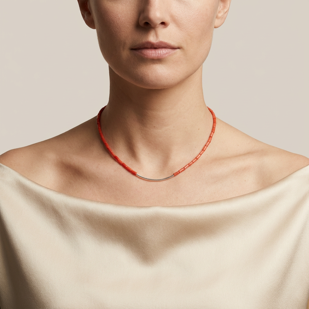 Collier SCARLET en corail naturel et argent S925