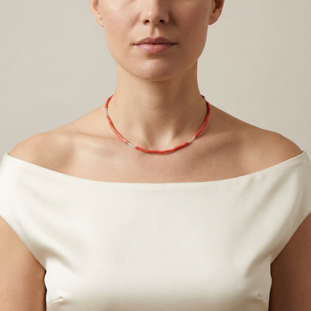 Collier MAREA en corail naturel et argent S925