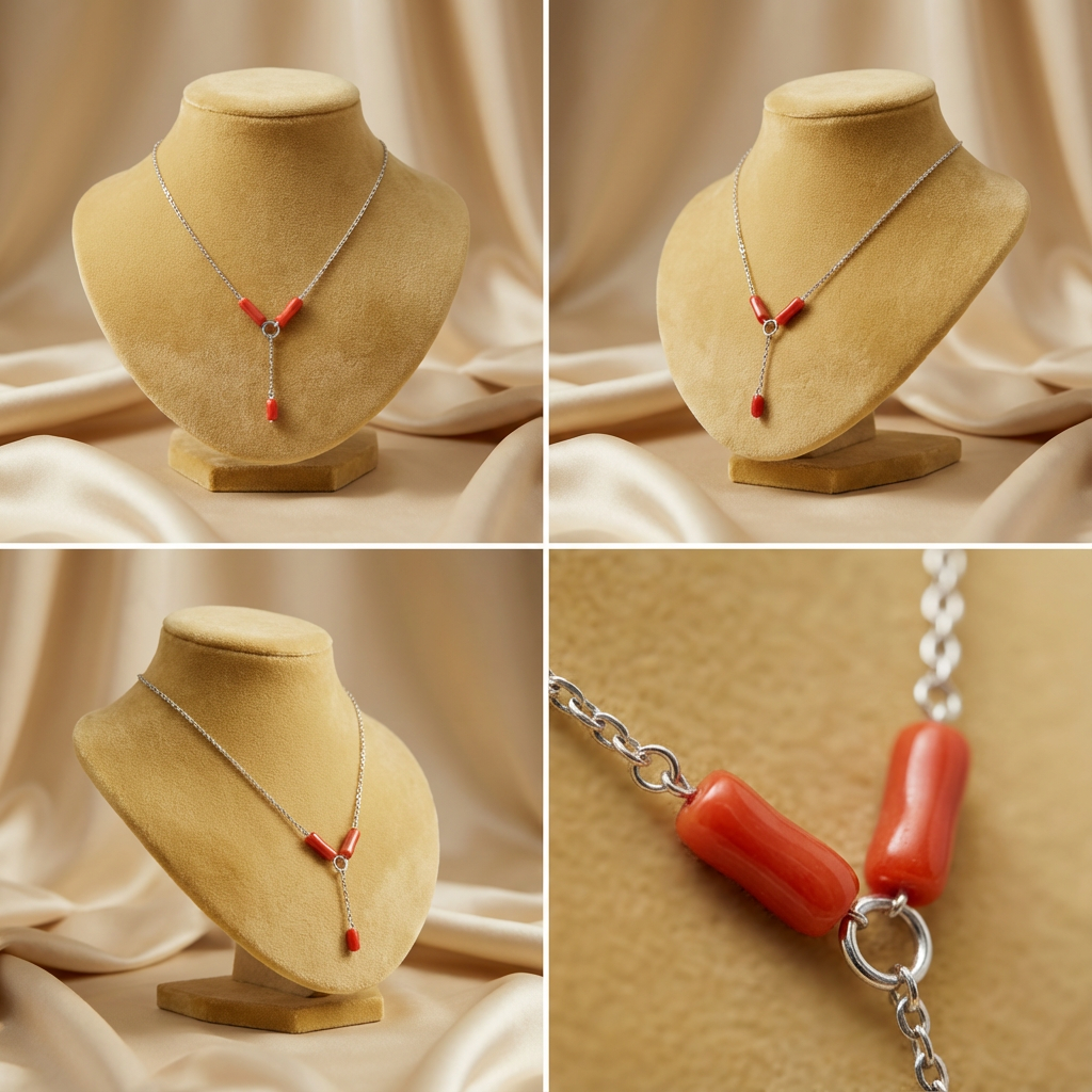 Collier GARNET en corail naturel et argent S925