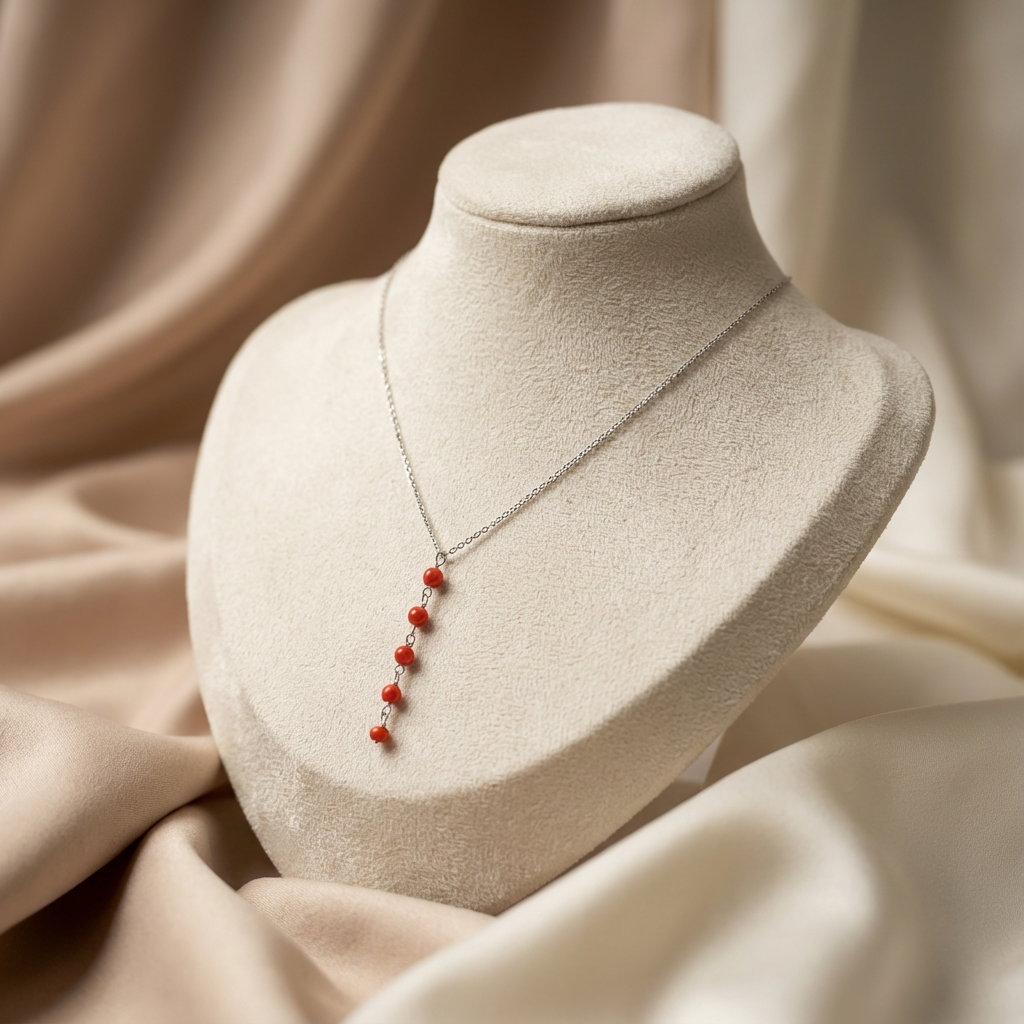 Collier AGATE en corail naturel et argent S925