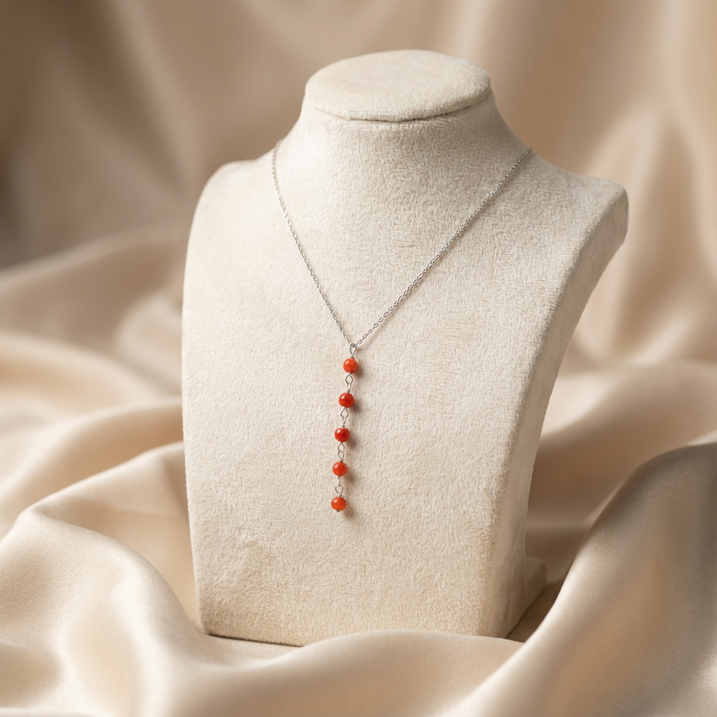 Collier AGATE en corail naturel et argent S925