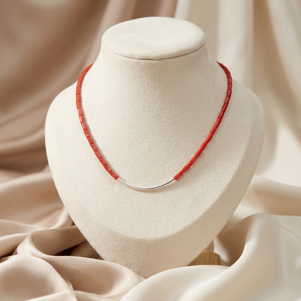 Collier SCARLET en corail naturel et argent S925
