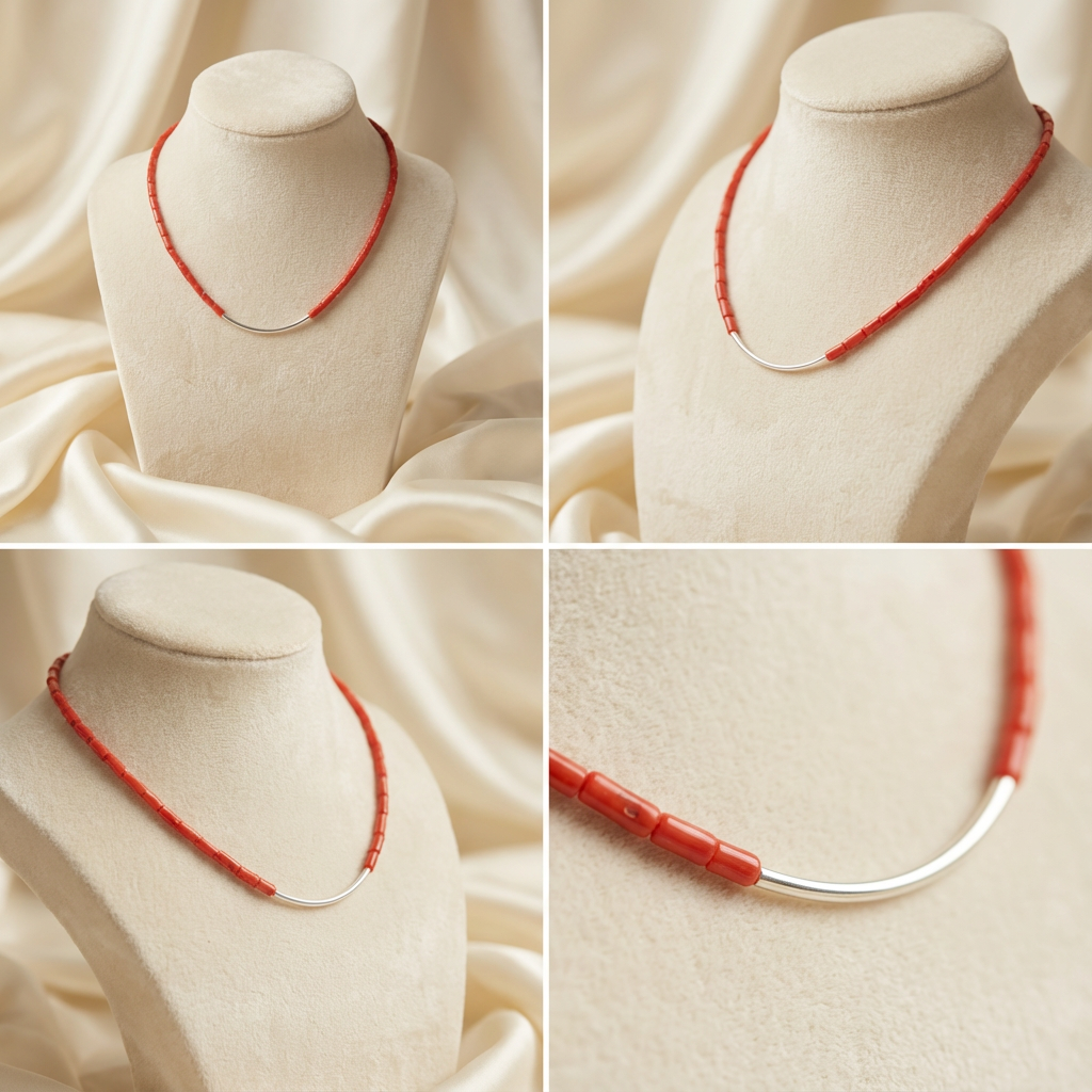 Collier SCARLET en corail naturel et argent S925