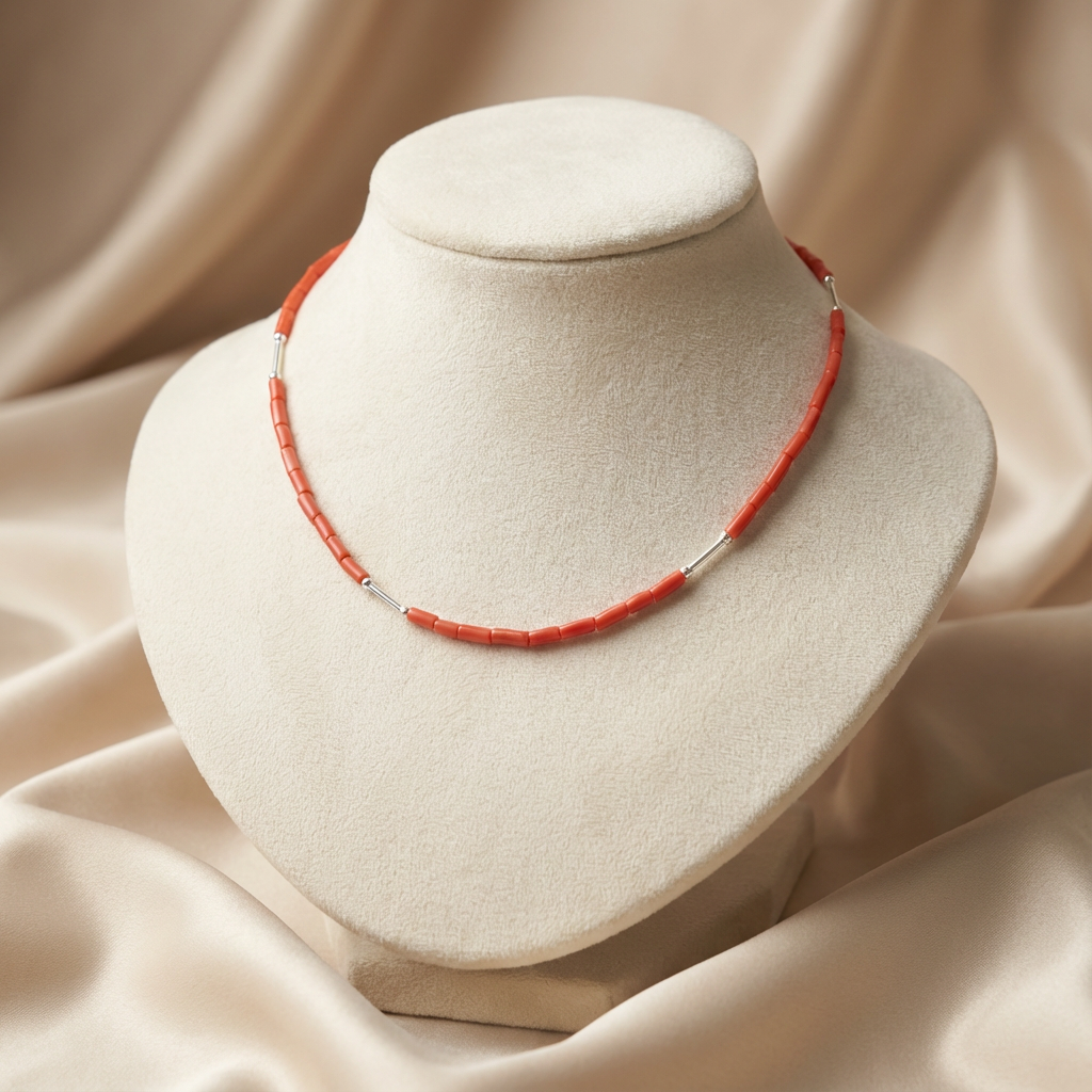 Collier MAREA en corail naturel et argent S925