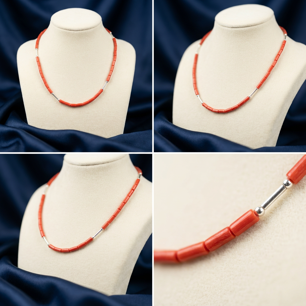 Collier MAREA en corail naturel et argent S925