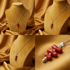 Collier VERMILION en corail naturel et argent S925