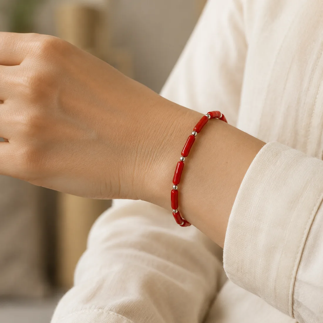 Bracelet Lucia — bijou en corail du quotidien, artisanat marocain AMAYAS