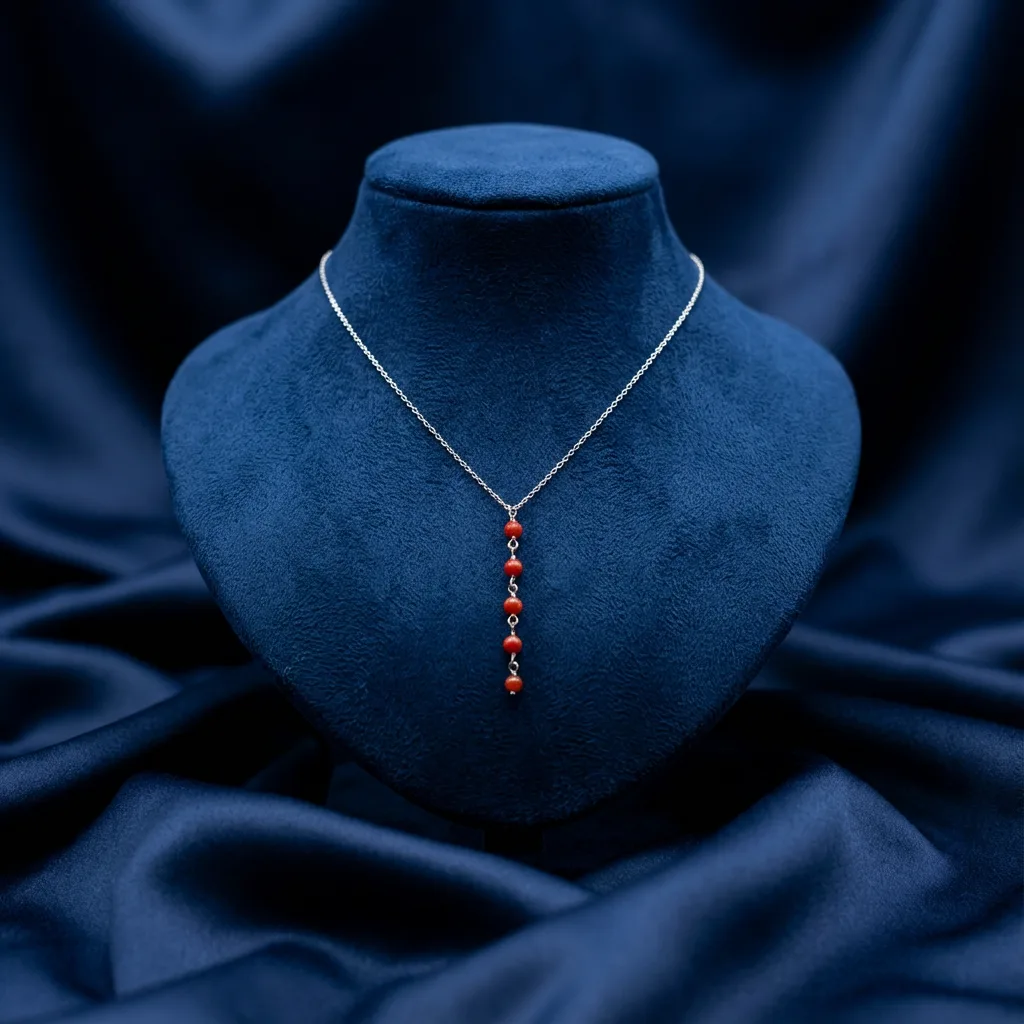Collier Agate corail et argent — vue élégante AMAYAS Maroc