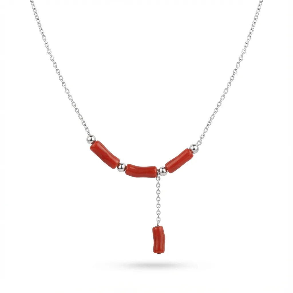 Collier Carmina en corail naturel et argent 925 — AMAYAS