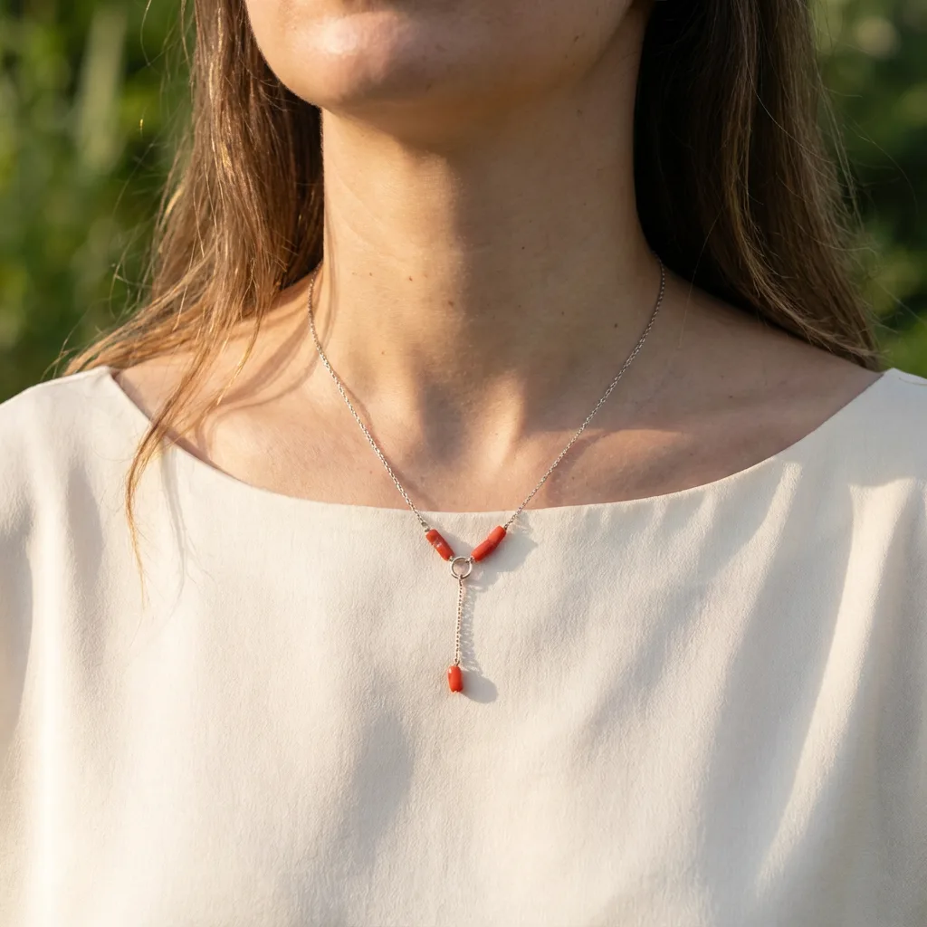 Collier Garnet artisanal vue studio AMAYAS