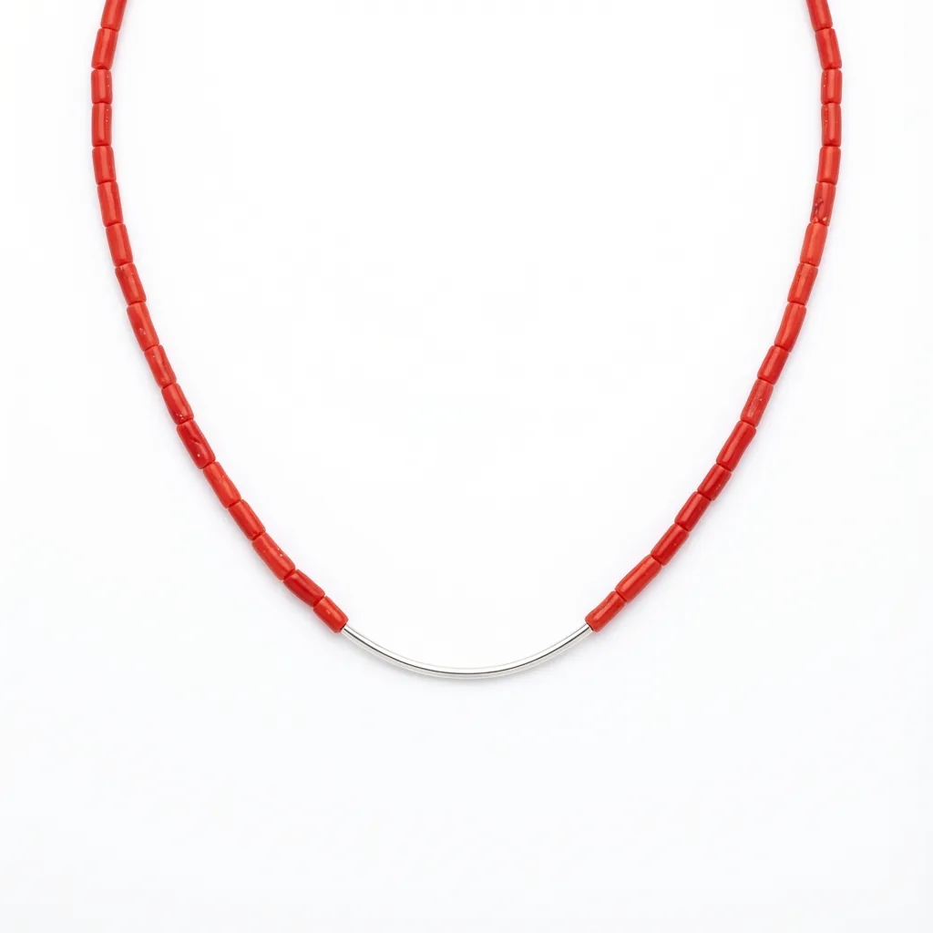 Collier Scarlet corail haute qualité — packshot fond blanc AMAYAS