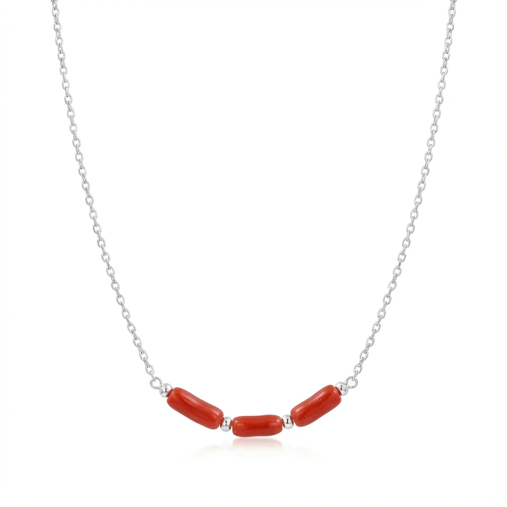 Collier Tamrit corail et argent 925 — packshot haut de gamme AMAYAS
